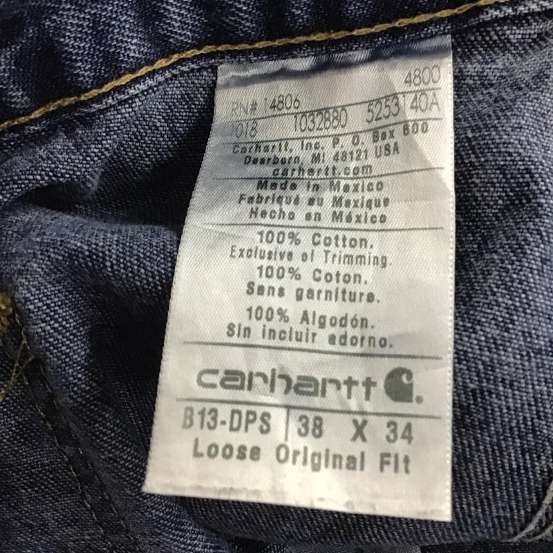 カーハート Carhartt パンツ デニム、ジーンズ デニムパンツ ワイドパンツ カジュアルパンツ 38 無地 インディゴ / インディゴ / メンズ USED 古着 中古 10142625