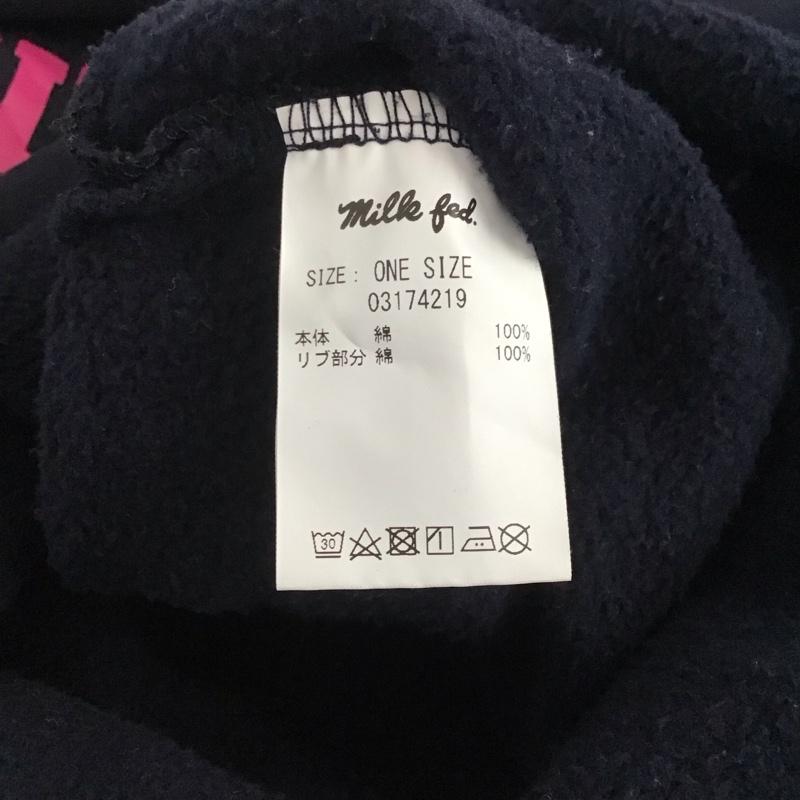 ミルクフェド MILKFED. トレーナー 長袖 長袖トレーナー スウェット クルーネック プルオーバー ONE SIZE ロゴ、文字 紺 / ネイビー / レディース USED 古着 中古 10142649