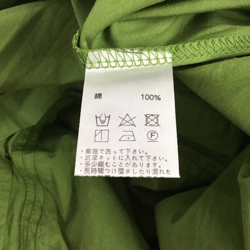 ポピー POPPY ワンピース ロングスカート 半袖 シャツワンピース 裾フリル 襟フリル 無地 緑 / グリーン / レディース USED 古着 中古 10144361