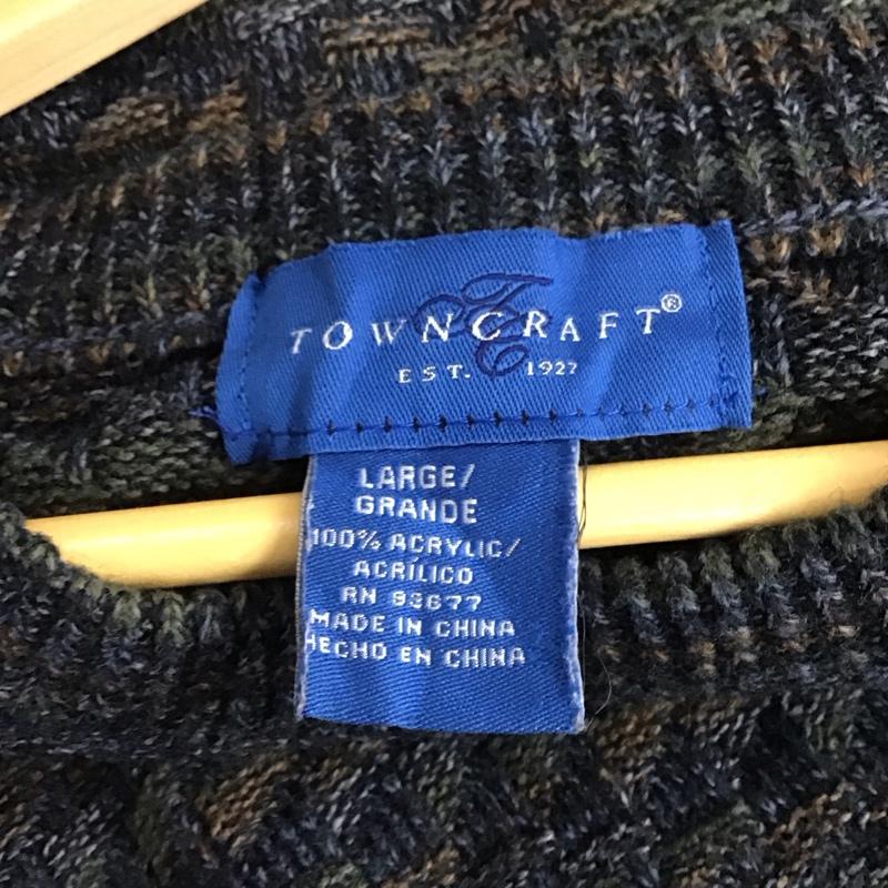 タウンクラフト TOWNCRAFT ニット、セーター 長袖 長袖ニットカットソー クルーネック セーター 90s L 総柄 マルチカラー / マルチカラー / メンズ USED 古着 中古 10144780