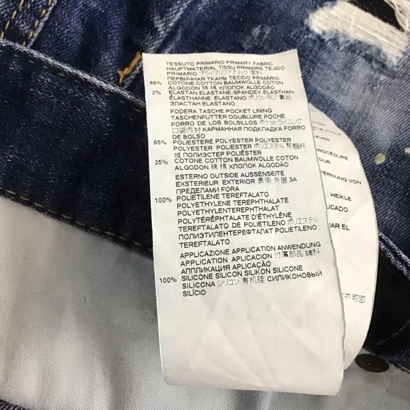 ディースクエアード2 DSQUARED2 パンツ デニム、ジーンズ デニムパンツ スリムパンツ カジュアルパンツ ストレッチパンツ 44 ロゴ、文字 X ダメージ加工 インディゴ / インディゴ / メンズ USED 古着 中古 10144888