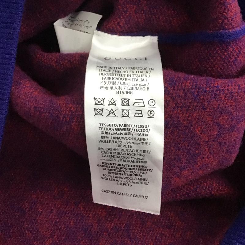 グッチ GUCCI ニット、セーター 長袖 GG ウール カシミヤ 597723 クルーネック XL 総柄 紺 / ネイビー / X 赤 / レッド / メンズ USED 古着 中古 10146537