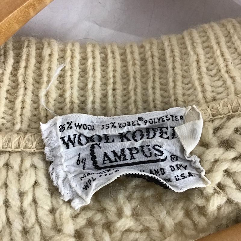 古着 USED カーディガン 長袖 長袖ニットカーディガン 前ボタン ノーカラー 60s M 無地 アイボリー / アイボリー / メンズ USED 古着 中古 10147309