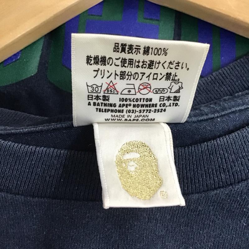 ベイプ BAPE Tシャツ 半袖 半袖カットソー プリントTシャツ クルーネックカットソー S ロゴ、文字 紺 / ネイビー / メンズ USED 古着 中古 10147593