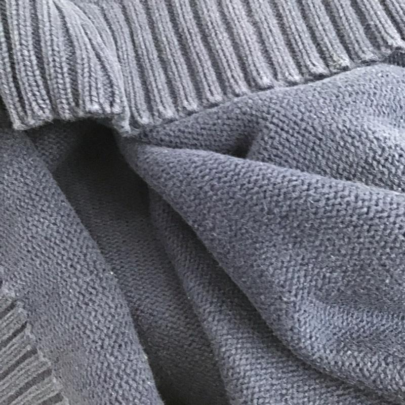 トミーヒルフィガー TOMMY HILFIGER ニット、セーター 長袖 長袖ニットカットソー クルーネック セーター L ロゴ、文字 紺 / ネイビー / メンズ USED 古着 中古 10148100