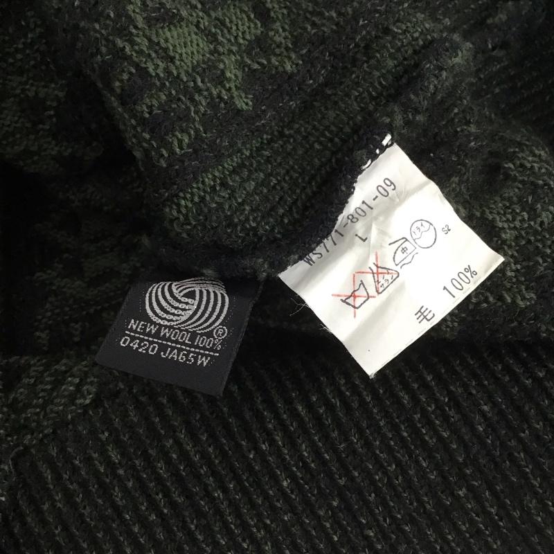 バーバリーズ BURBERRYS ニット、セーター 長袖 長袖ニットカットソー Vネック セーター 90s L プリント カーキ / カーキ / メンズ USED 古着 中古 10148190
