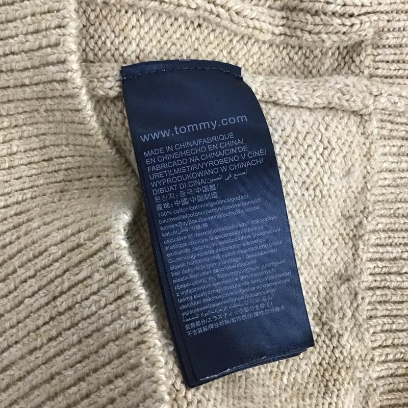 トミーヒルフィガー TOMMY HILFIGER ニット、セーター 長袖 長袖ニットカットソー クルーネック セーター S ロゴ、文字 ベージュ / ベージュ / メンズ USED 古着 中古 10148234