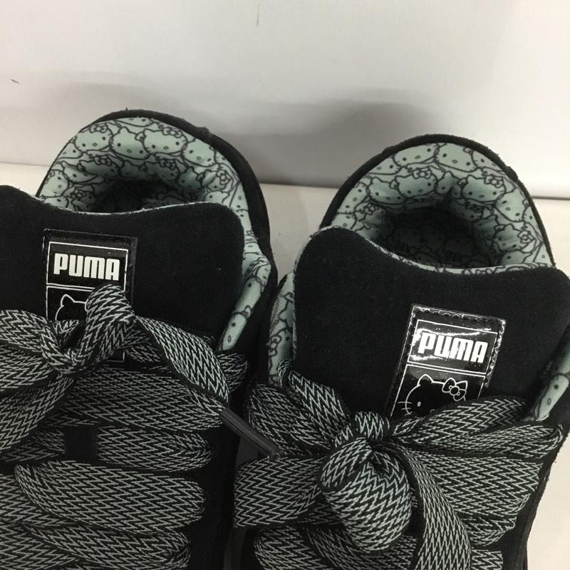 プーマ PUMA スニーカー スニーカー 402381-01 HELLO KITTY SUEDE XL 24cm キティ 箱有 24.0cm ロゴ、文字 黒 / ブラック / X 灰 / グレー / レディース USED 古着 中古 10148390