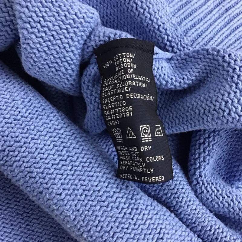 トミーヒルフィガー TOMMY HILFIGER ニット、セーター 長袖 長袖ニットカットソー クルーネック セーター L ロゴ、文字 水色 / ライトブルー / メンズ USED 古着 中古 10148696