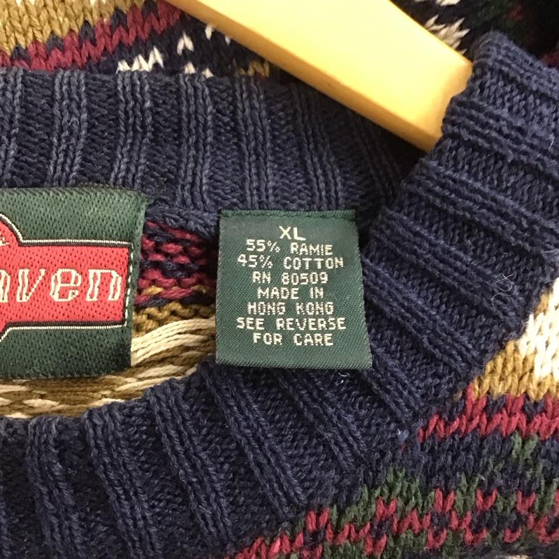 古着 USED ニット、セーター 長袖 長袖ニットカットソー クルーネック セーター 古着 XL プリント マルチカラー / マルチカラー / メンズ USED 古着 中古 10148722