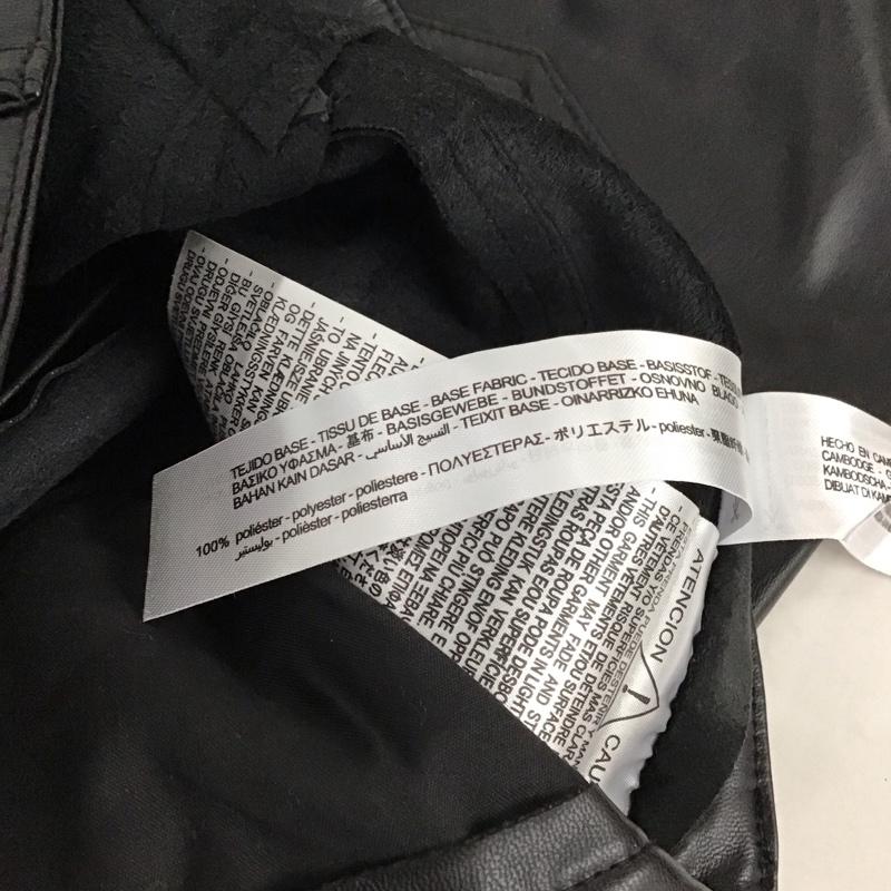 ザラ ZARA パンツ ワークパンツ、ペインターパンツ フェイクレザーパンツ ワイドパンツ カジュアルパンツ 36 無地 黒 / ブラック / レディース USED 古着 中古 10149400