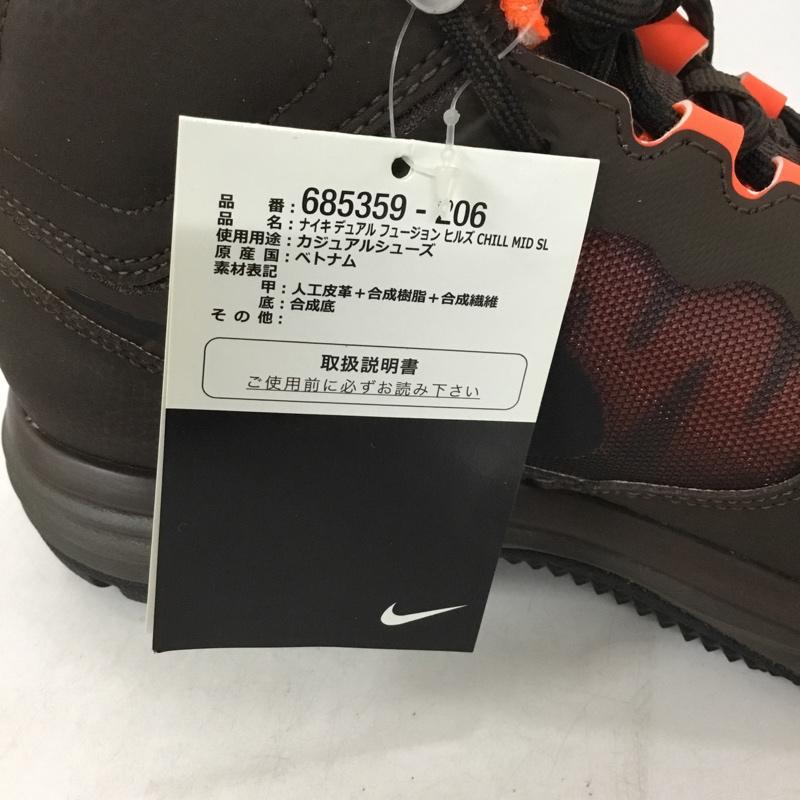 ナイキ NIKE スニーカー スニーカー 685359-206 DUAL FUSION HILLS MID SL 27cm 箱有 27.0cm ロゴ、文字 ダークブラウン / ダークブラウン / X 橙 / オレンジ / メンズ USED 古着 中古 10149655