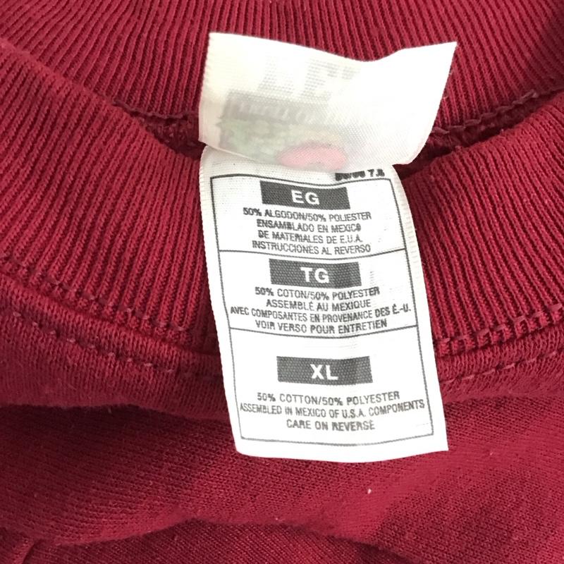 フルーツオブザルーム FRUIT OF THE LOOM トレーナー 長袖 長袖トレーナー スウェット クルーネック プルオーバー XL ロゴ、文字 えんじ / ワインレッド / メンズ USED 古着 中古 10150882