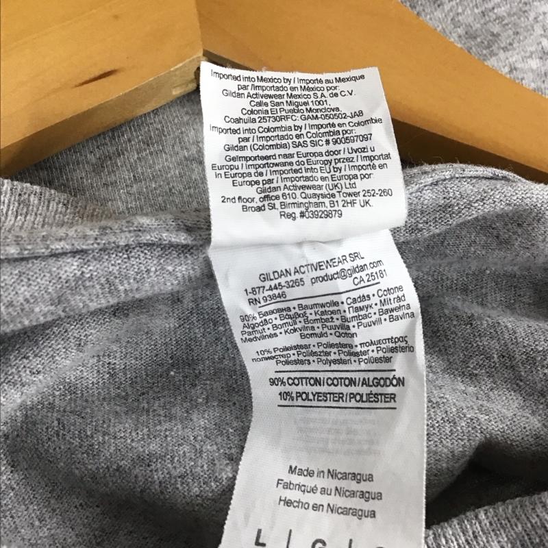 ギルダン GILDAN Tシャツ 半袖 半袖カットソー プリントTシャツ クルーネックカットソー L ロゴ、文字 灰 / グレー / メンズ USED 古着 中古 10150893