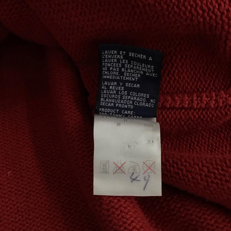 トミーヒルフィガー TOMMY HILFIGER ニット、セーター 長袖 長袖ニットカットソー クルーネック セーター XL ロゴ、文字 赤 / レッド / メンズ USED 古着 中古 10151130
