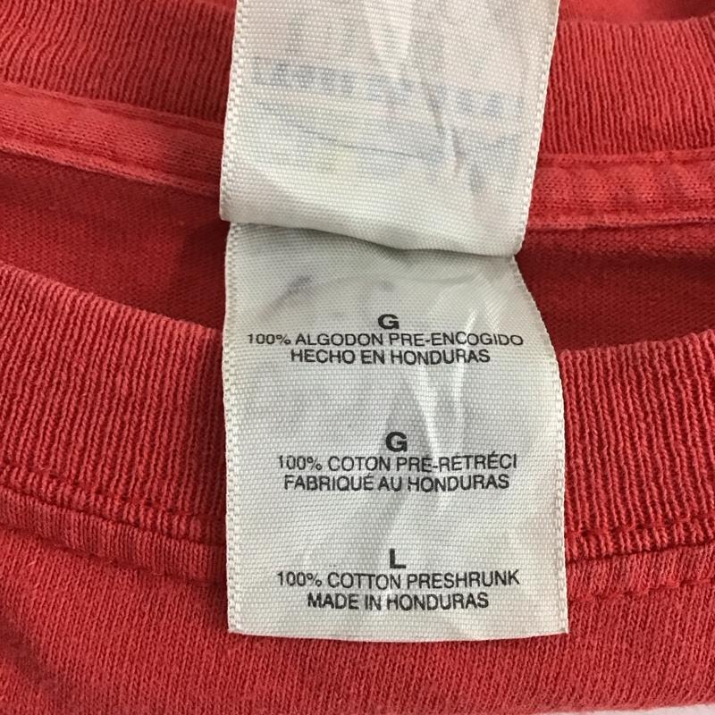 ギルダン GILDAN Tシャツ 半袖 半袖カットソー プリントTシャツ クルーネックカットソー L プリント 赤 / レッド / red メンズ USED 古着 中古 10151739
