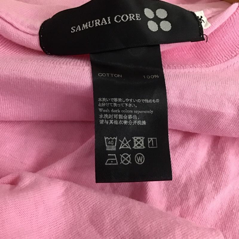 サムライコア SAMURAI CORE Tシャツ 半袖 半袖カットソー プリントTシャツ クルーネックカットソー ロゴ、文字 桃 / ピンク / pink メンズ USED 古着 中古 10151811