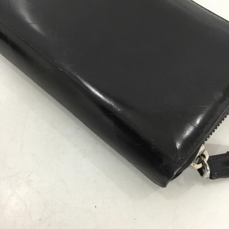 プラダ PRADA 財布 長財布 ラウンドファスナー 箱有 SPAZZOLATO TRIA ロゴ、文字 黒 / ブラック / black メンズ USED 古着 中古 10151967