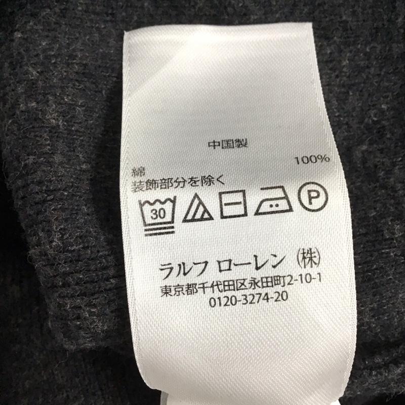 ポロラルフローレン POLO RALPH LAUREN ニット、セーター 長袖 長袖ニットカットソー クルーネック セーター L ロゴ、文字 ダークグレー / ダークグレー / メンズ USED 古着 中古 10151994