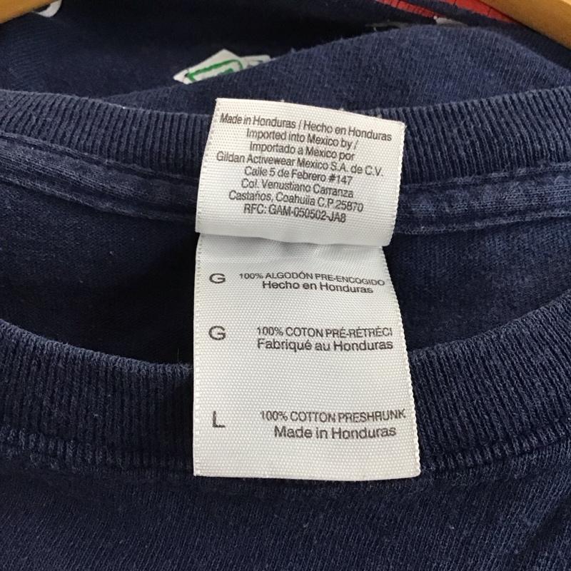 ギルダン GILDAN Tシャツ 半袖 L ロゴ、文字 X プリント 紺 / ネイビー / navy メンズ USED 古着 中古 10152215