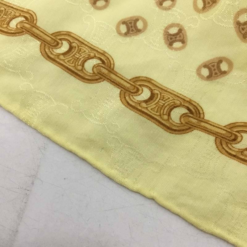 セリーヌ CELINE ファッション小物 スカーフ、ポケットチーフ チェーンモチーフ 大判 総柄 黄 / イエロー / yellow レディース USED 古着 中古 10152432
