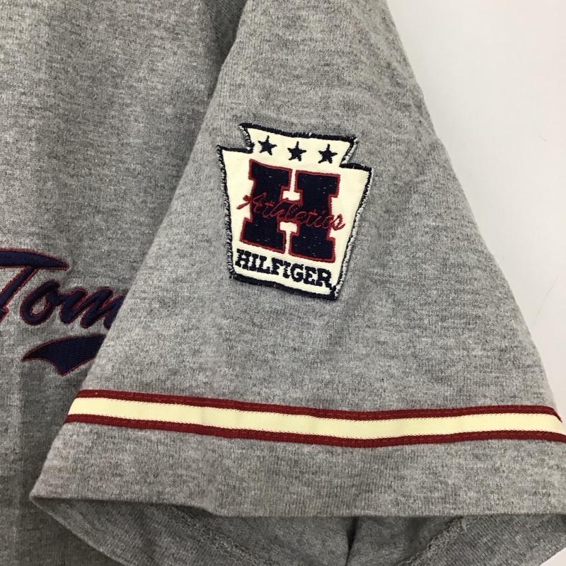 トミーヒルフィガー TOMMY HILFIGER シャツ、ブラウス 半袖 半袖シャツ フロントボタン ノーカラーシャツ M ロゴ、文字 灰 / グレー / gray メンズ USED 古着 中古 10152714