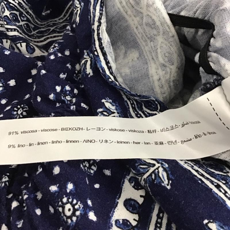 ザラ ZARA カットソー 半袖 S 総柄 紺 / ネイビー / navy レディース USED 古着 中古 10153008