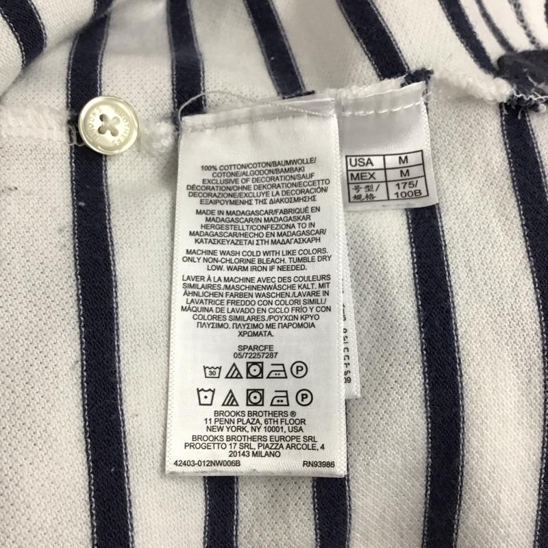 ブルックスブラザーズ BROOKS BROTHERS ポロシャツ 半袖 半袖ポロシャツ カラーシャツ 半袖カットソー M ボーダー柄 白 / ホワイト / white X 紺 / ネイビー / navy メンズ USED 古着 中古 10153231