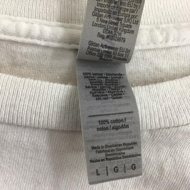 ギルダン GILDAN Tシャツ 半袖 半袖カットソー プリントTシャツ クルーネックカットソー L プリント 白 / ホワイト / white メンズ USED 古着 中古 10153313