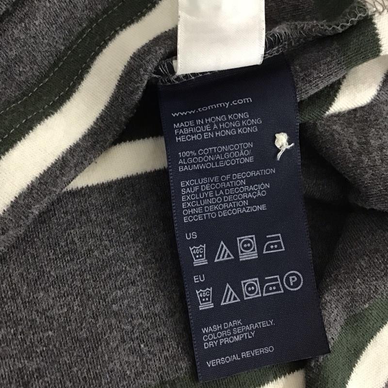 トミーヒルフィガー TOMMY HILFIGER ポロシャツ 半袖 半袖ポロシャツ カラーシャツ 半袖カットソー M ボーダー柄 灰 / グレー / gray メンズ USED 古着 中古 10153415