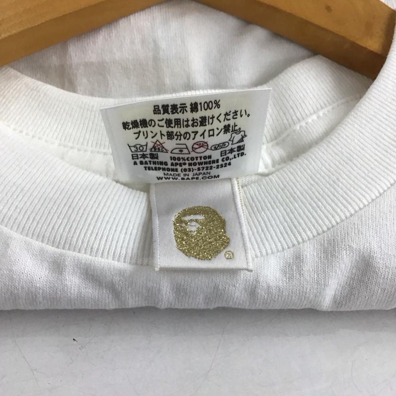 ベイプ BAPE Tシャツ 半袖 半袖カットソー プリントTシャツ クルーネックカットソー M プリント 白 / ホワイト / white メンズ USED 古着 中古 10153590