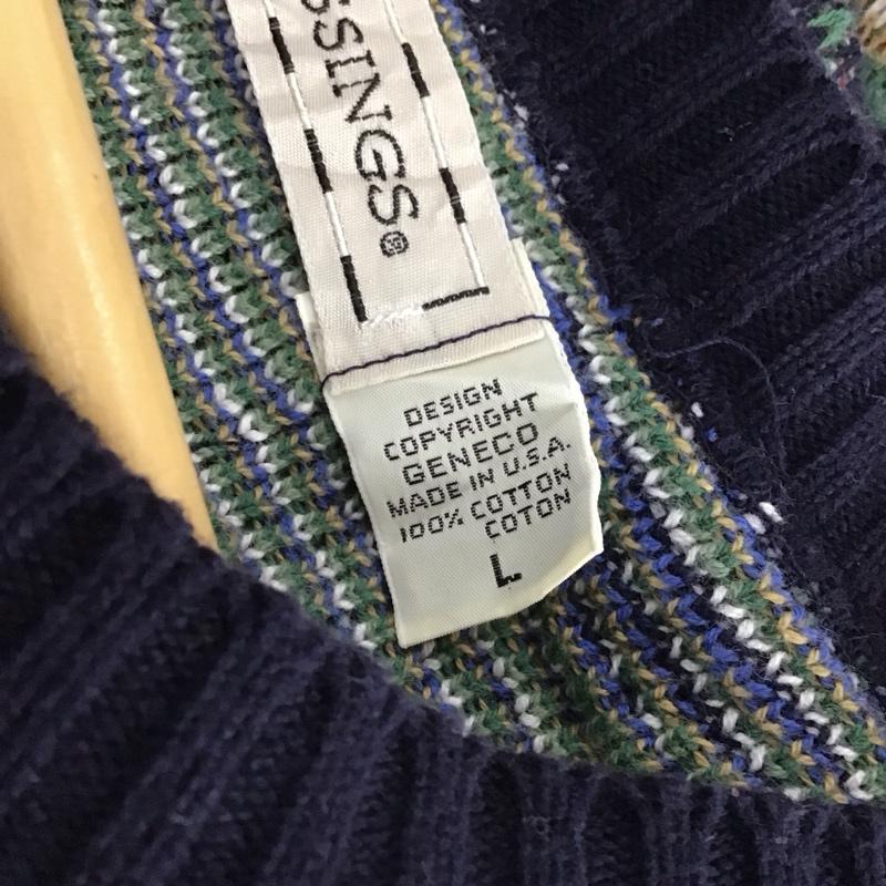 古着 USED ニット、セーター 長袖 長袖ニットカットソー クルーネック セーター 古着 L プリント マルチカラー / マルチカラー / multicolor メンズ USED 古着 中古 10153652