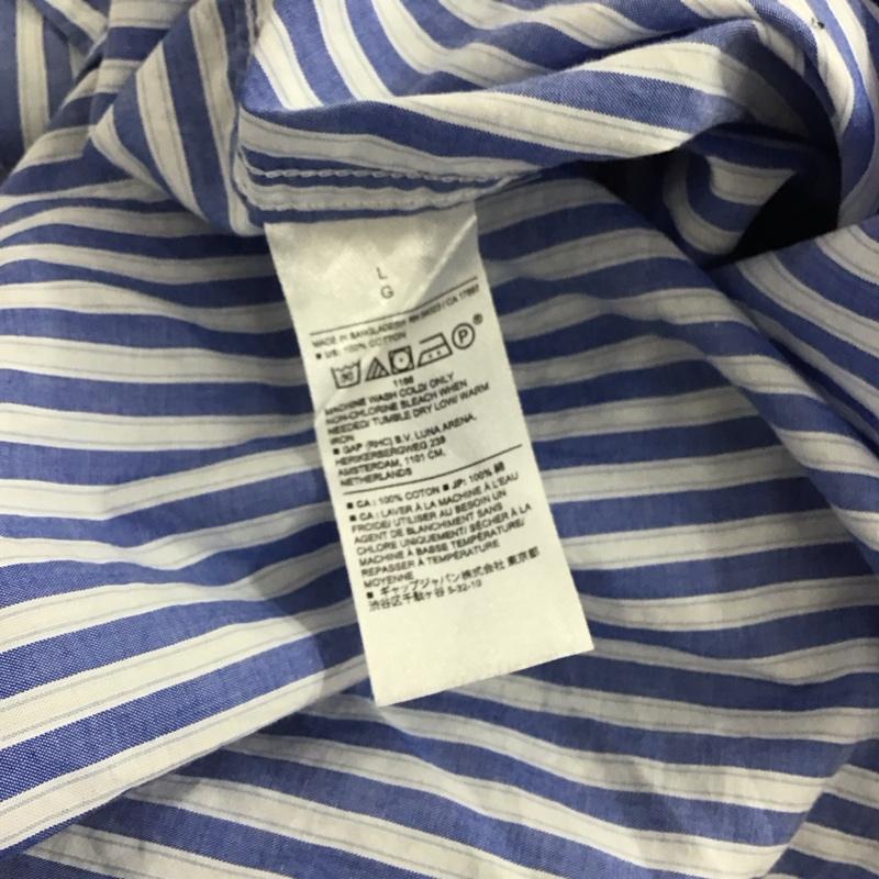 バナナリパブリック BANANA REPUBLIC シャツ、ブラウス 長袖 長袖シャツ ストライプシャツ カラーシャツ ボタンダウンシャツ L ストライプ 白 / ホワイト / white X 水色 / ライトブルー / メンズ USED 古着 中古 10153721