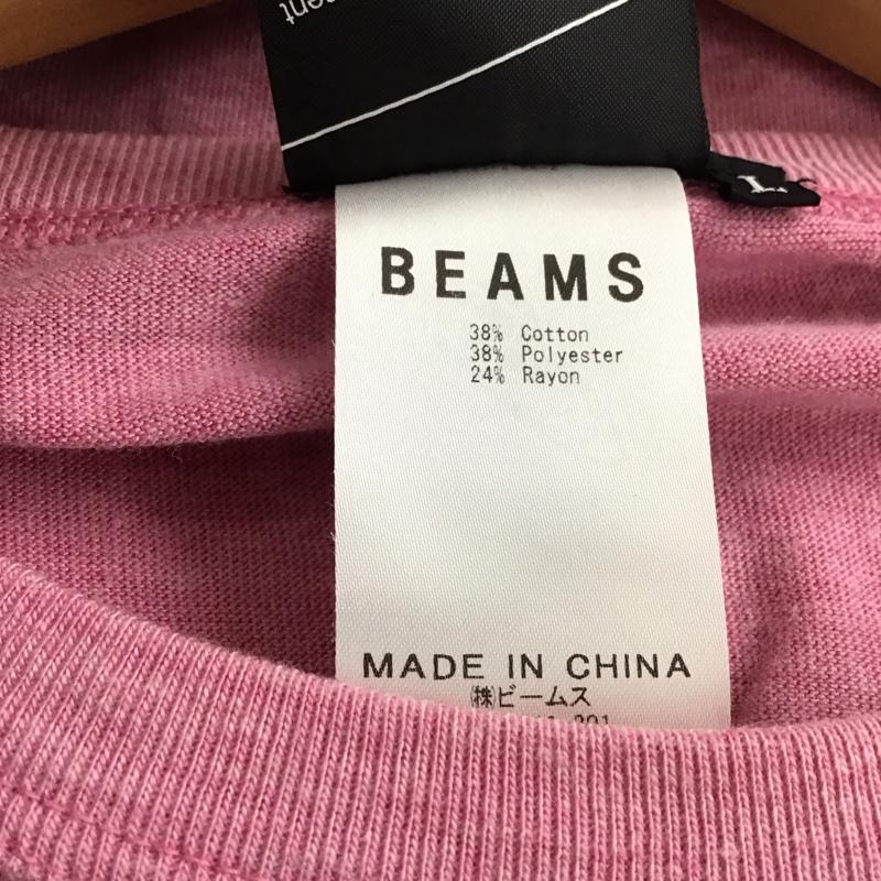 ビームスティー BEAMS T Tシャツ 半袖 半袖カットソー プリントTシャツ クルーネックカットソー L プリント 桃 / ピンク / pink メンズ USED 古着 中古 10153723