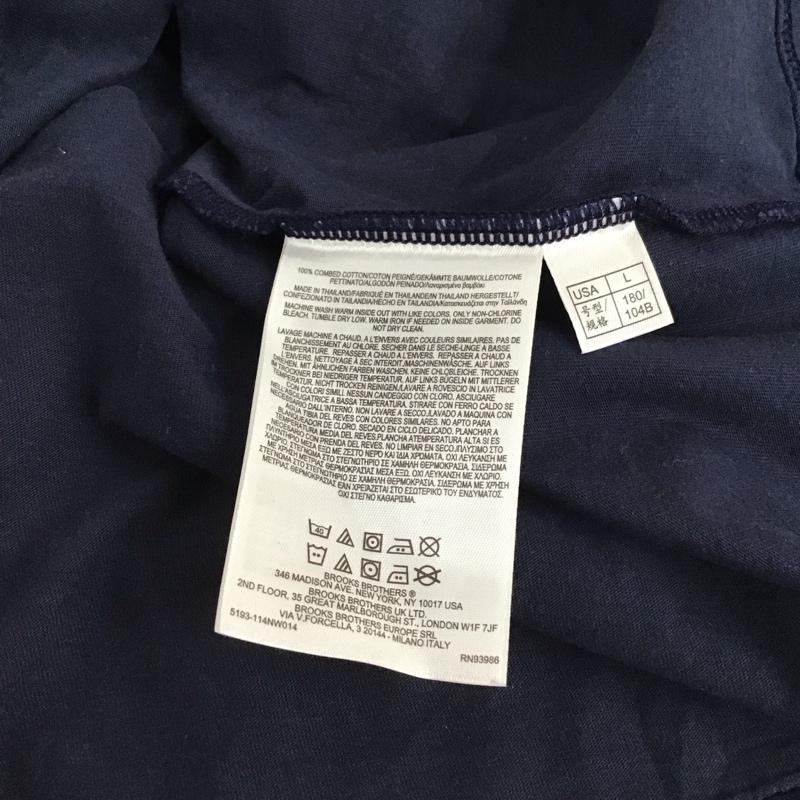 ブルックスブラザーズ BROOKS BROTHERS Tシャツ 半袖 半袖カットソー プリントTシャツ クルーネックカットソー L ロゴ、文字 紺 / ネイビー / navy メンズ USED 古着 中古 10153734