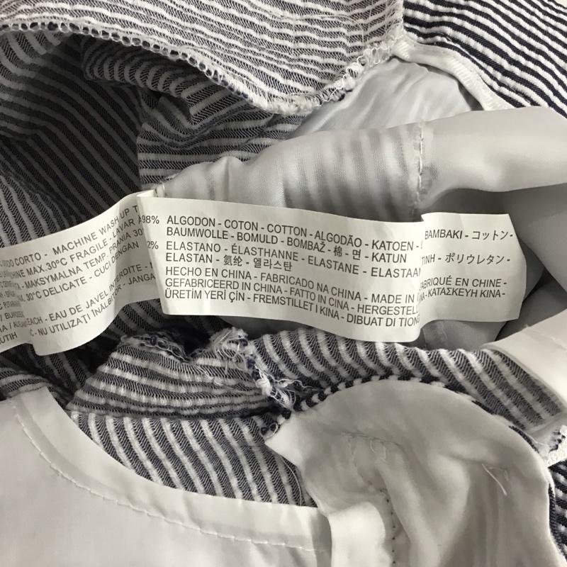 ザラベーシック ZARA BASIC パンツ チノパン スリムパンツ ストレッチパンツ カジュアルパンツ 36 ストライプ 白 / ホワイト / white X インディゴ / インディゴ / Indigo レディース USED 古着 中古 10153828