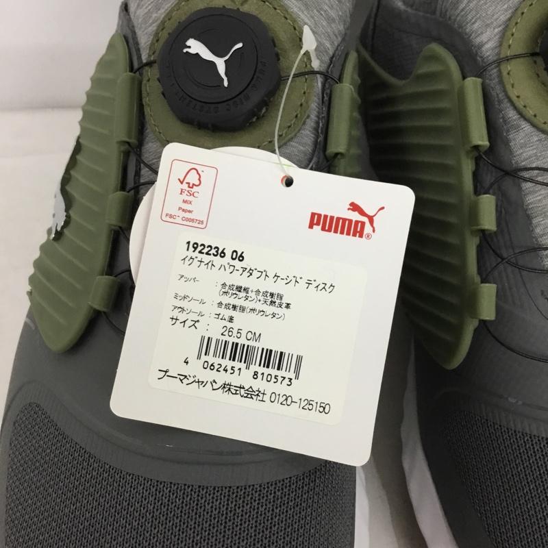 プーマ PUMA シューズ シューズ 192236-06 ゴルフシューズ イグナイト パワーアダプト ケージド ディスク スパイクシューズ 27cm 箱有 27.0cm ロゴ、文字 灰 / グレー / gray X 白 / ホワイト / white X カーキ / カーキ / khaki メンズ USED 古着 中古 10154306