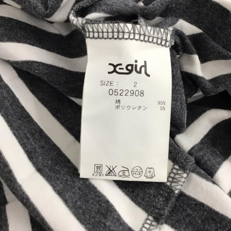 エックスガール X-girl ワンピース ひざ丈スカート 半袖ミニワンピース クルーネックワンピース 2 ボーダー柄 白 / ホワイト / white X 灰 / グレー / gray レディース USED 古着 中古 10154571