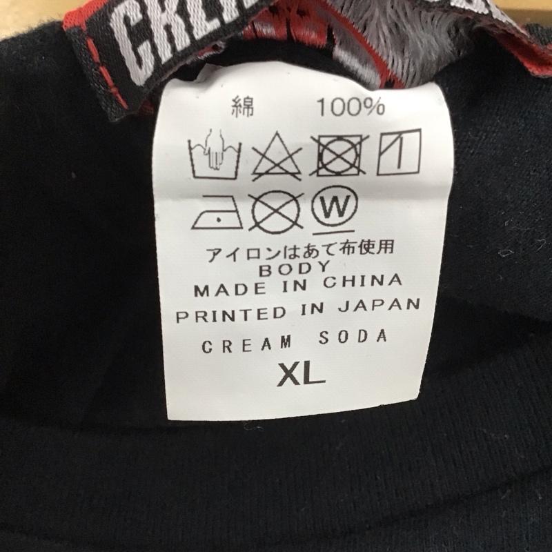 クリームソーダ CREAMSODA Tシャツ 半袖 半袖カットソー プリントTシャツ クルーネックカットソー XL プリント 黒 / ブラック / black メンズ USED 古着 中古 10154593