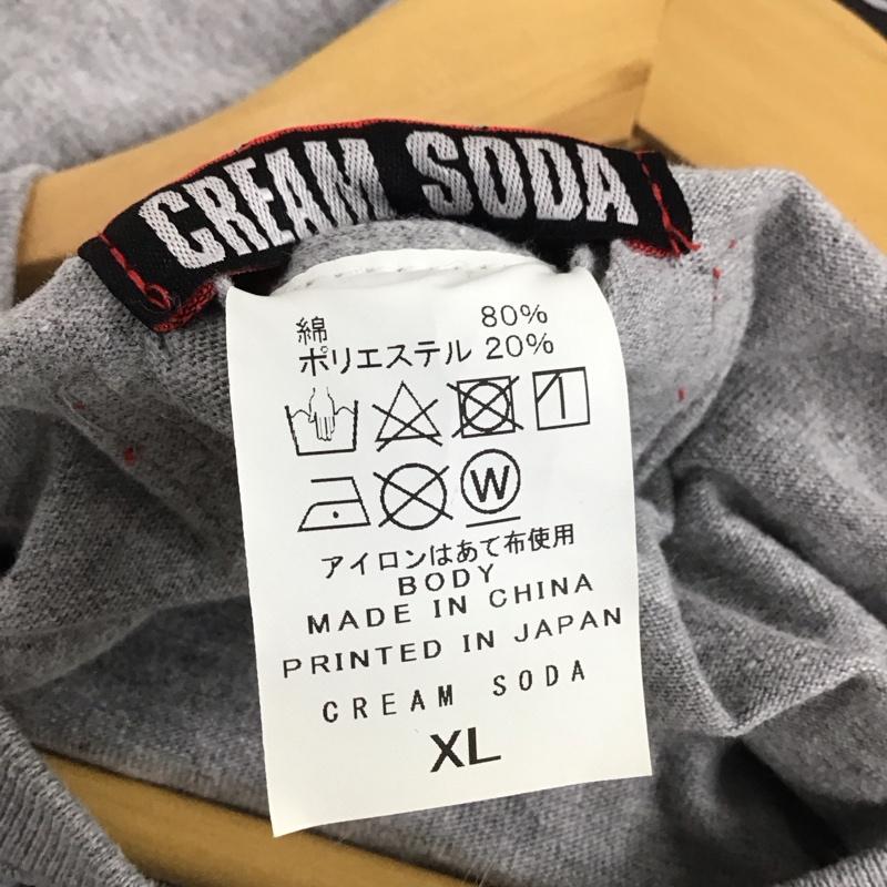 クリームソーダ CREAMSODA Tシャツ 半袖 半袖カットソー プリントTシャツ クルーネックカットソー XL プリント 灰 / グレー / gray メンズ USED 古着 中古 10154594