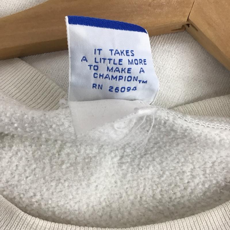 チャンピオン Champion トレーナー 長袖 長袖トレーナー スウェット クルーネック プルオーバー XL ロゴ、文字 アイボリー / アイボリー / メンズ USED 古着 中古 10155159