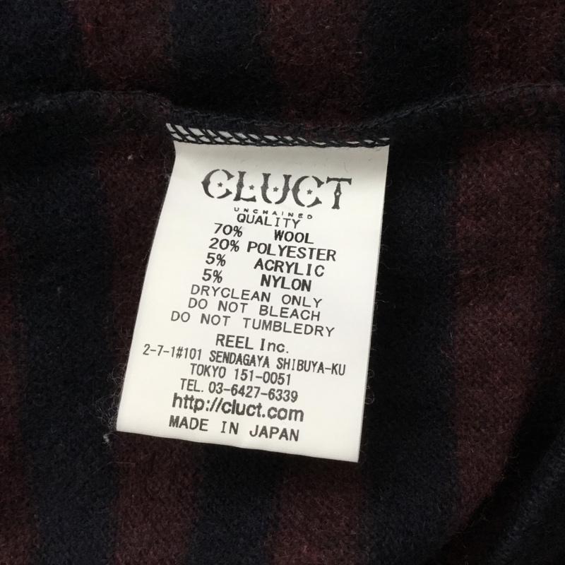 クラクト CLUCT ニット、セーター 長袖 クルーネック ボーダー柄 L ワンポイント 紺 / ネイビー / navy X えんじ / ワインレッド / dark red メンズ USED 古着 中古 10155305