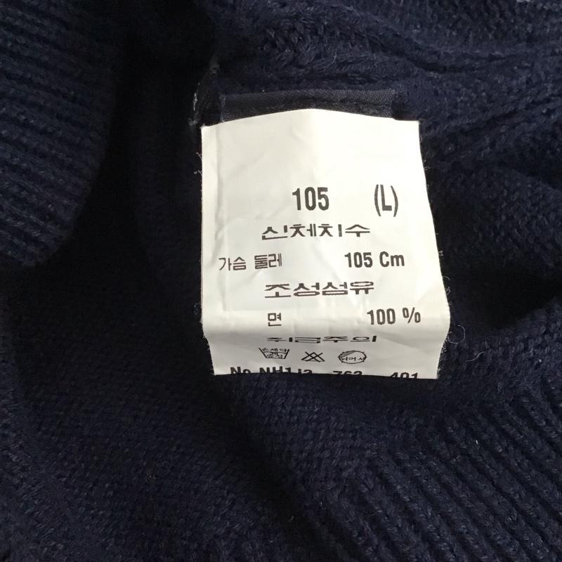 ノーティカ NAUTICA ニット、セーター 長袖 長袖ニットカットソー クルーネック セーター L ロゴ、文字 紺 / ネイビー / navy メンズ USED 古着 中古 10155412