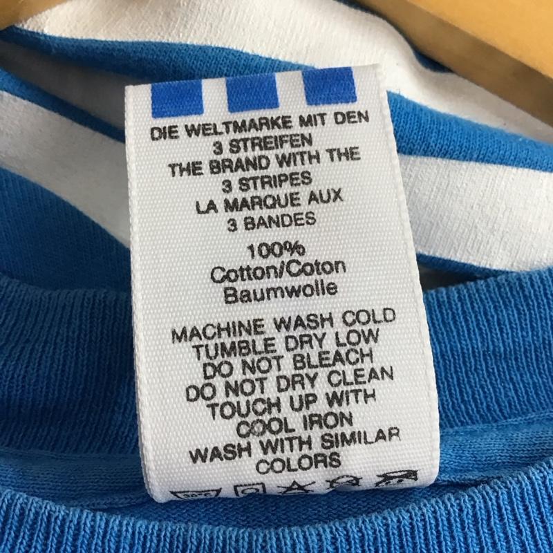 アディダス adidas Tシャツ 半袖 半袖カットソー プリントTシャツ クルーネックカットソー L ロゴ、文字 青 / ブルー / blue メンズ USED 古着 中古 10155430