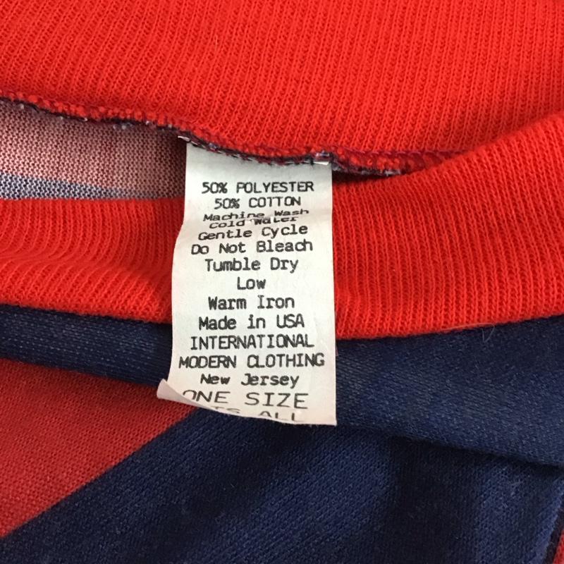 古着 USED Tシャツ 半袖 半袖カットソー プリントTシャツ クルーネックカットソー ONE SIZE ボーダー柄 赤 / レッド / red X 紺 / ネイビー / navy メンズ USED 古着 中古 10155695