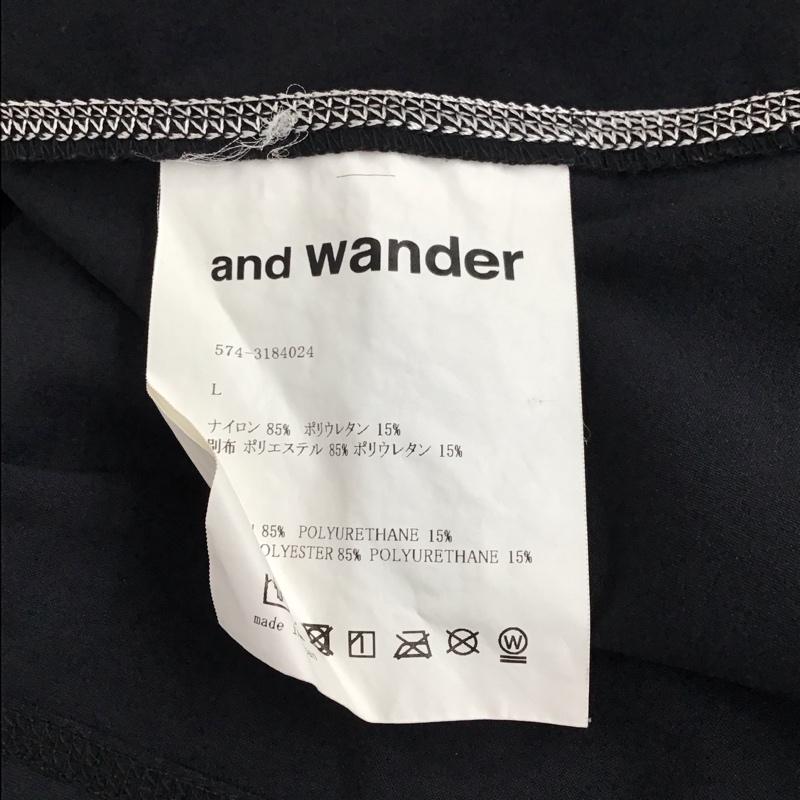 アンドワンダー and wander カットソー 長袖 長袖カットソー ナイロンジャケット プルオーバージャケット L ロゴ、文字 黒 / ブラック / black メンズ USED 古着 中古 10155781