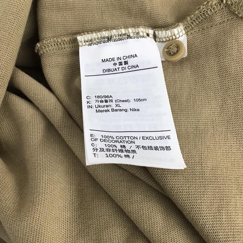 ナイキ NIKE ポロシャツ 長袖 長袖ポロシャツ 長袖カットソー カラーシャツ XL ロゴ、文字 ベージュ / ベージュ / beige メンズ USED 古着 中古 10155826