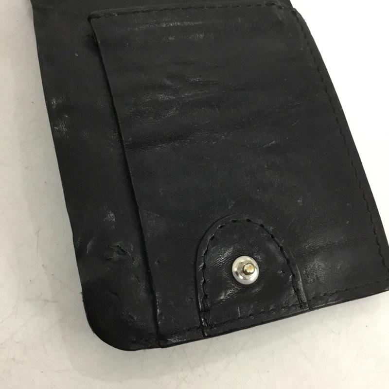 イサムカタヤマバックラッシュ ISAMUKATAYAMA BACKLASH 財布 二つ折り レザー 無地 黒 / ブラック / black メンズ USED 古着 中古 10156005