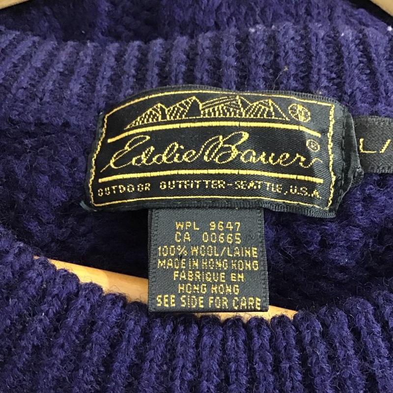 エディーバウアー Eddie Bauer ニット、セーター 長袖 長袖ニットカットソー クルーネック セーター L 紺 / ネイビー / navy メンズ USED 古着 中古 10156462