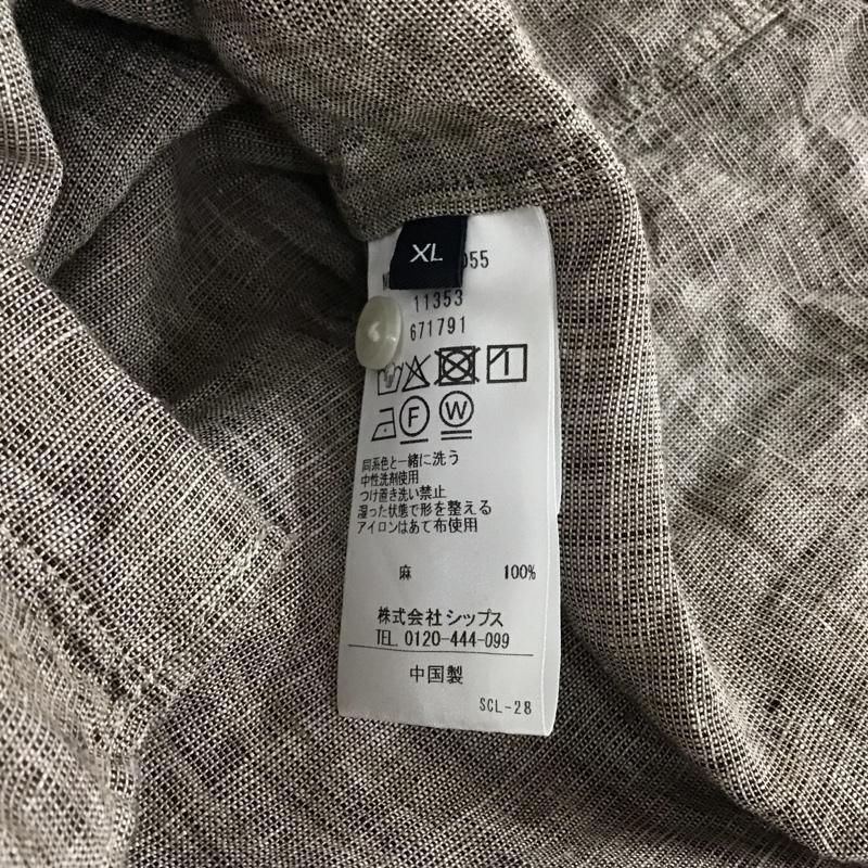 シップス SHIPS シャツ、ブラウス 七分袖 長袖シャツ 無地シャツ カラーシャツ XL 無地 茶 / ブラウン / brown メンズ USED 古着 中古 10156600